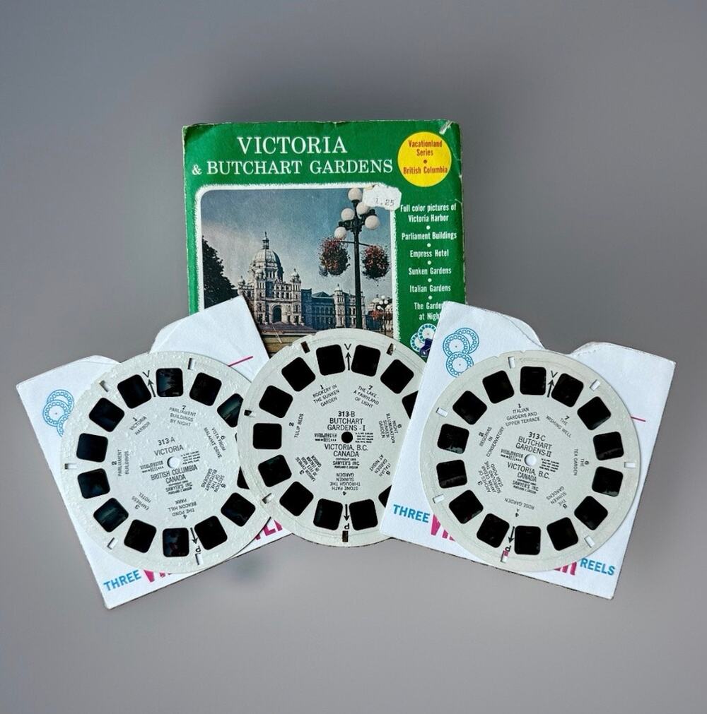 Vintage View-Master Reels 313 Victoria & Butchart Gardens BC Set w/ Booklet